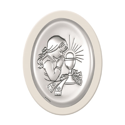 Kommunionsgeschenk Versilbertes Bild für Mädchen; Hersteller: Beltrami