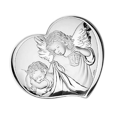 Engelchen über Kind Silberbild zur Taufe Valenti & Co