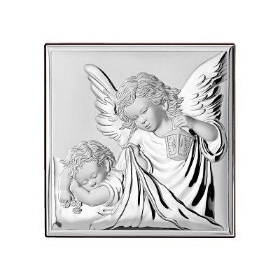 Engelchen über Kind Silber Bild für Patenkind Valenti & Co