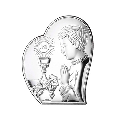 Kommuniongeschenk für Junge Silber Bild zur Erstkommunion; Hersteller: Valenti & Co