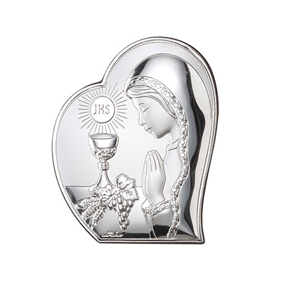 Kommuniongeschenk für Mädchen Silber Bild zur Erstkommunion Valenti & Co