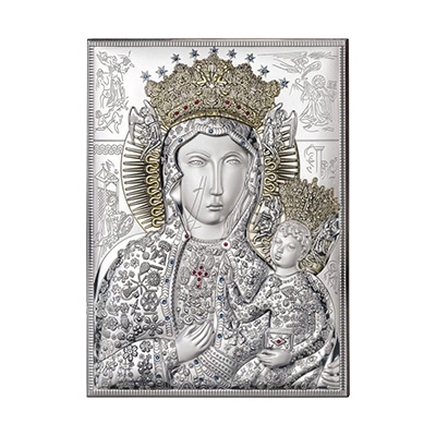 Schwarze Madonna von Tschenstochau Silberne Ikone; Hersteller: Valenti & Co