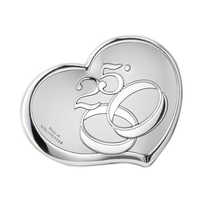Silber Bild mit Eheringen Geschenk zur 25 Hochzeitsjubiläum Valenti & Co