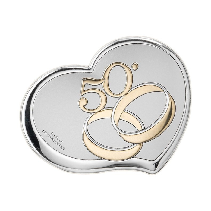 Silber Bild mit Eheringen Geschenk zur 50 Hochzeitsjubiläum Valenti & Co