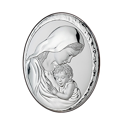 Gottesmutter mit dem Jesuskind Versilbertes Bild; Hersteller: Valenti & Co