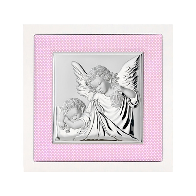 Silber Bild Engel über Kind Taufgeschenk für Patenkind; Hersteller: Valenti & Co