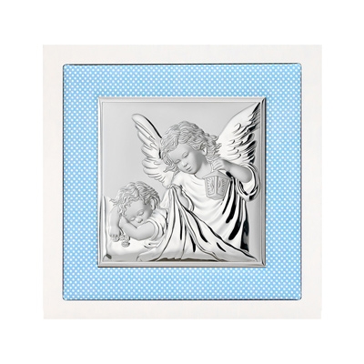Silber Bild Engel über Kind Taufgeschenk für Patenkind; Hersteller: Valenti & Co