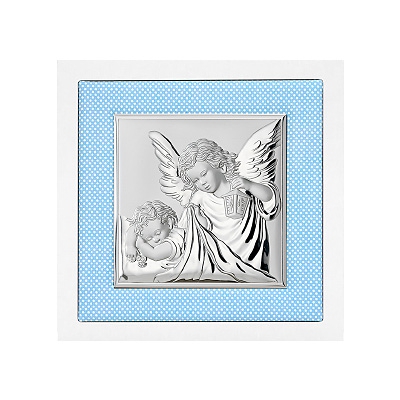 Silberbild Engel über Kind Taufgeschenk für Patenkind Valenti & Co