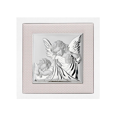 Silberbild Engel über Kind Taufgeschenk für Patenkind Valenti & Co