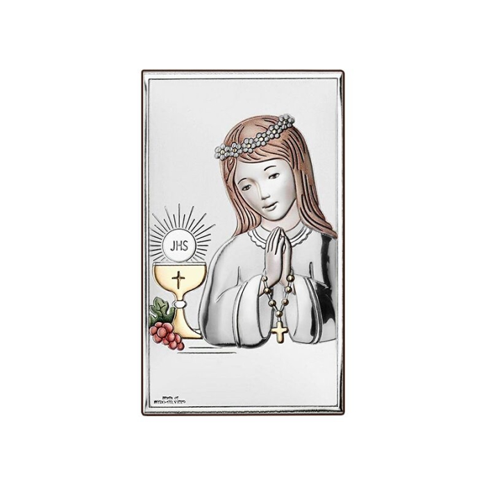 Silber Bild zur Kommunion für Mädchen Kommuniongeschenk Valenti & Co