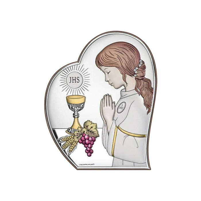 Silber Bild zur Kommunion für Mädchen Kommuniongeschenk Beltrami