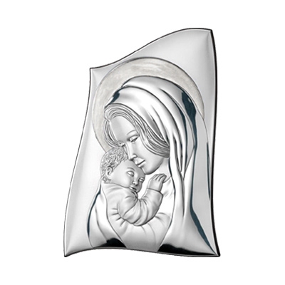 Gottesmutter mit dem Jesuskind Versilbertes Bild; Hersteller: Valenti & Co