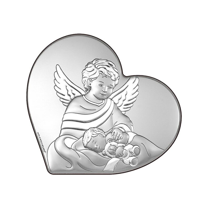 Bild eines Engels im Herzen Silber Bild für Patenkind Beltrami