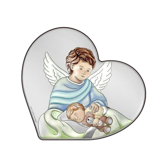 Bild eines Engels im Herzen Silber Bild für Patenkind Beltrami